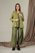 Sleeveless V-Neck Dark Sage Silk Bamboo Top 1