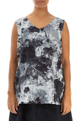Sleeveless V-Neck Alabaster Silk Cotton Blouse 1