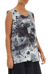 Sleeveless V-Neck Alabaster Silk Cotton Blouse 3