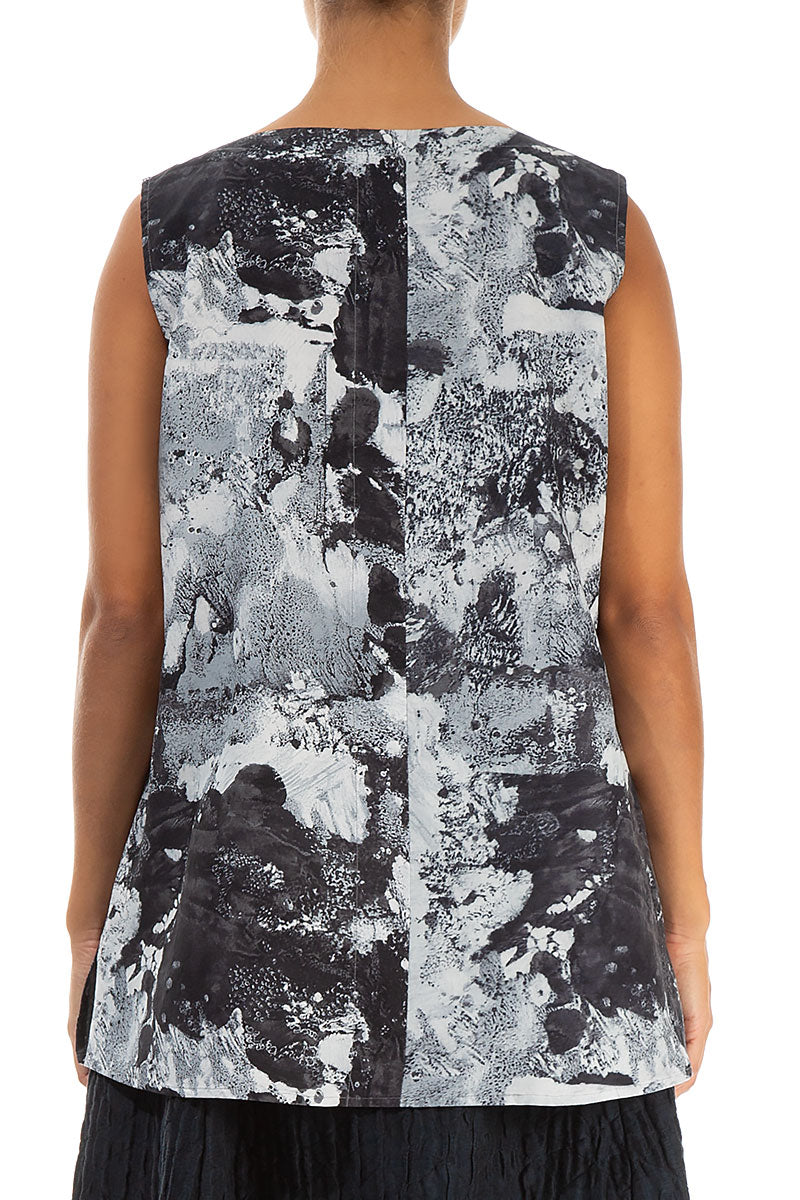 Sleeveless V-Neck Alabaster Silk Cotton Blouse 2