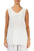 Sleeveless V-Neck White Silk Bamboo Blouse 1