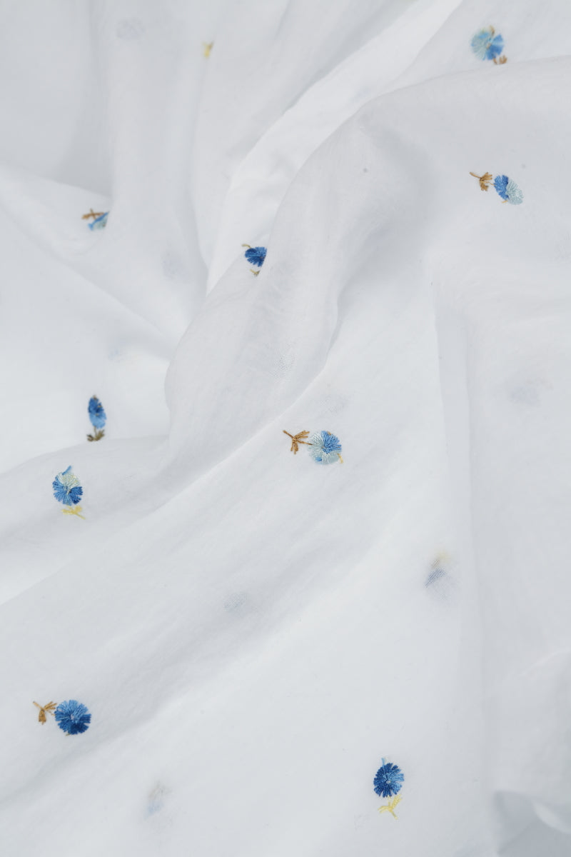 Sleeveless White Embroidered Petals Cotton Blouse 6