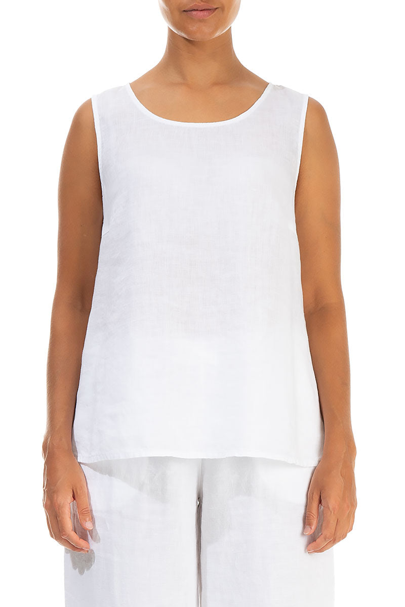 Sleeveless White Linen Top 1