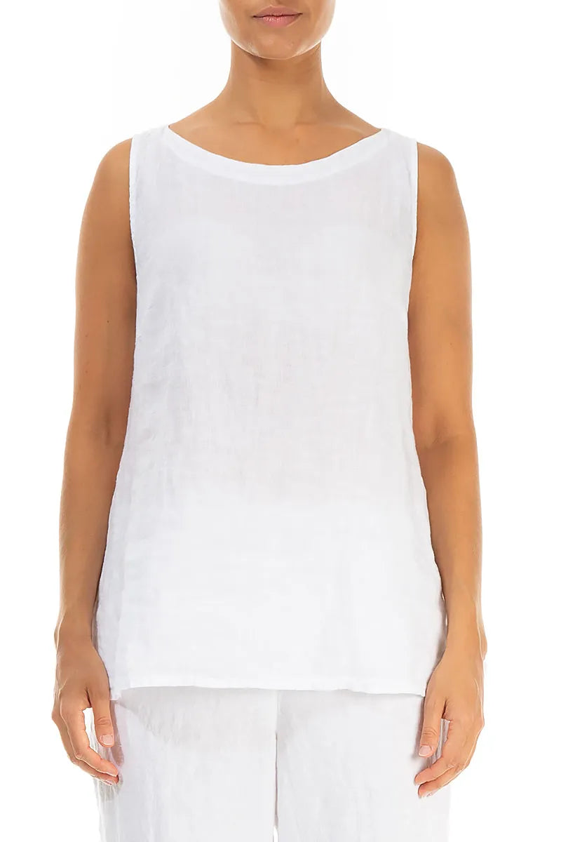 Sleeveless White Linen Top 1