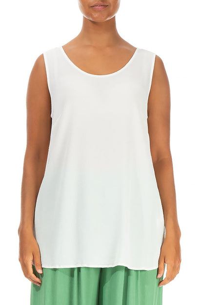 Sleeveless White Viscose Top 1