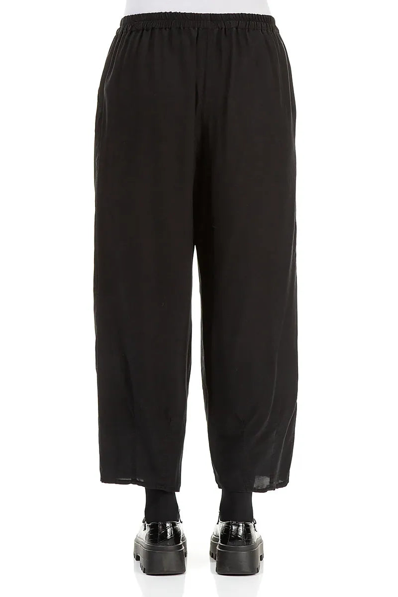Slight Taper Black Silk Bamboo Trousers 2