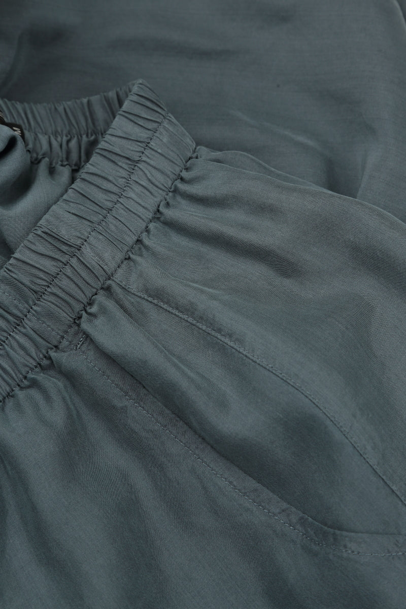 Slight Taper Graphite Pure Silk Trousers