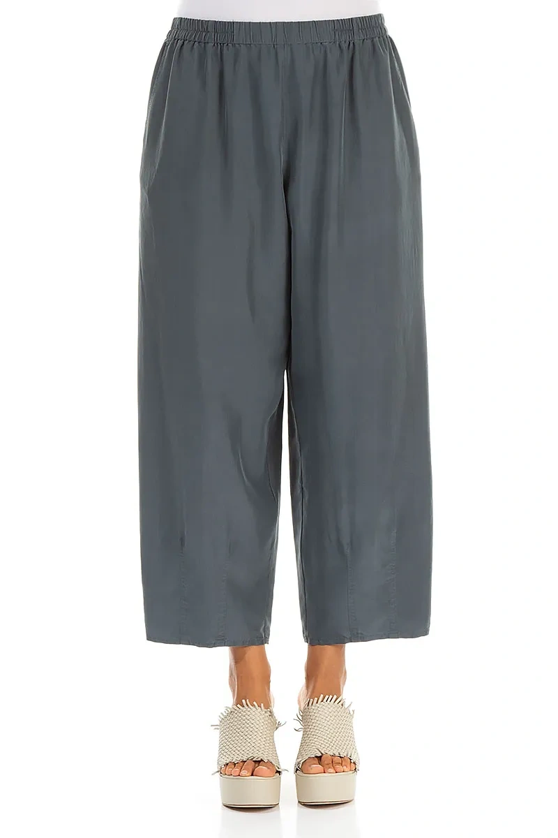 Slight Taper Graphite Pure Silk Trousers