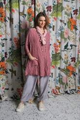 Slight Taper Greige Silk Bamboo Trousers 6