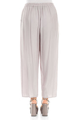 Slight Taper Greige Silk Bamboo Trousers 2