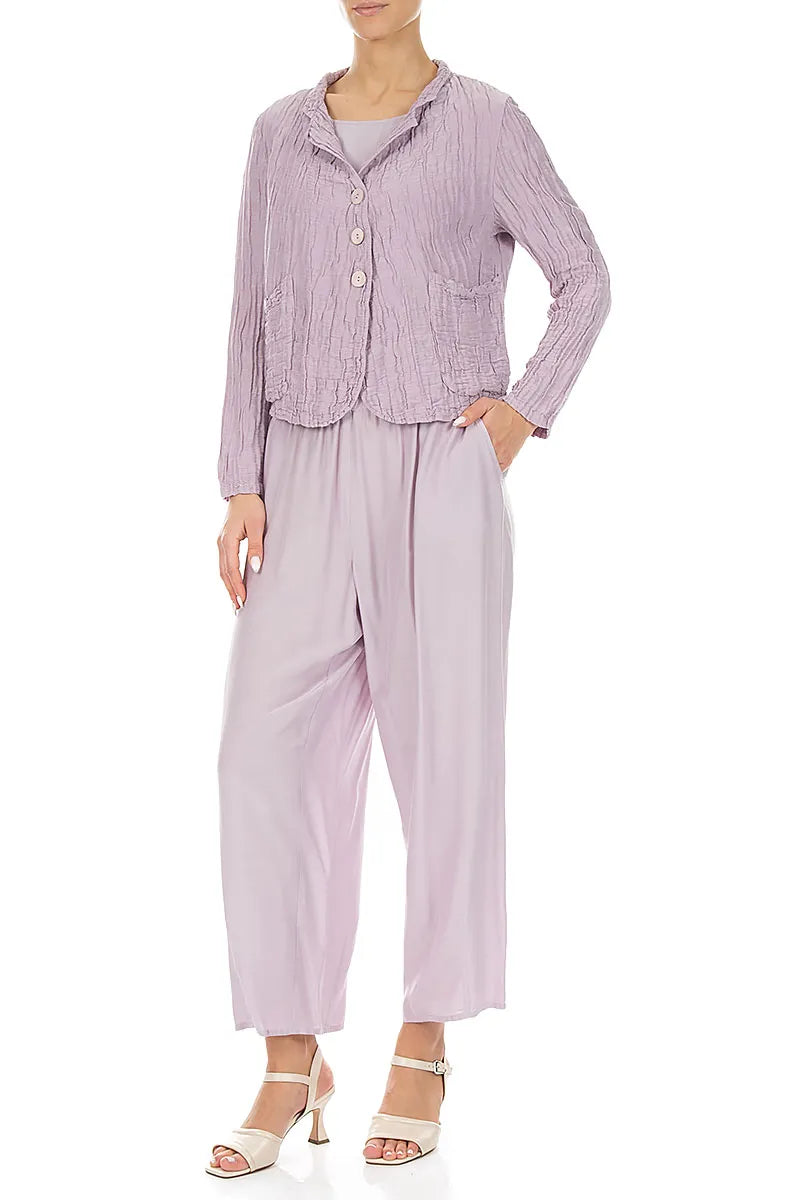 Slight Taper Lilac Silk Bamboo Trousers 4