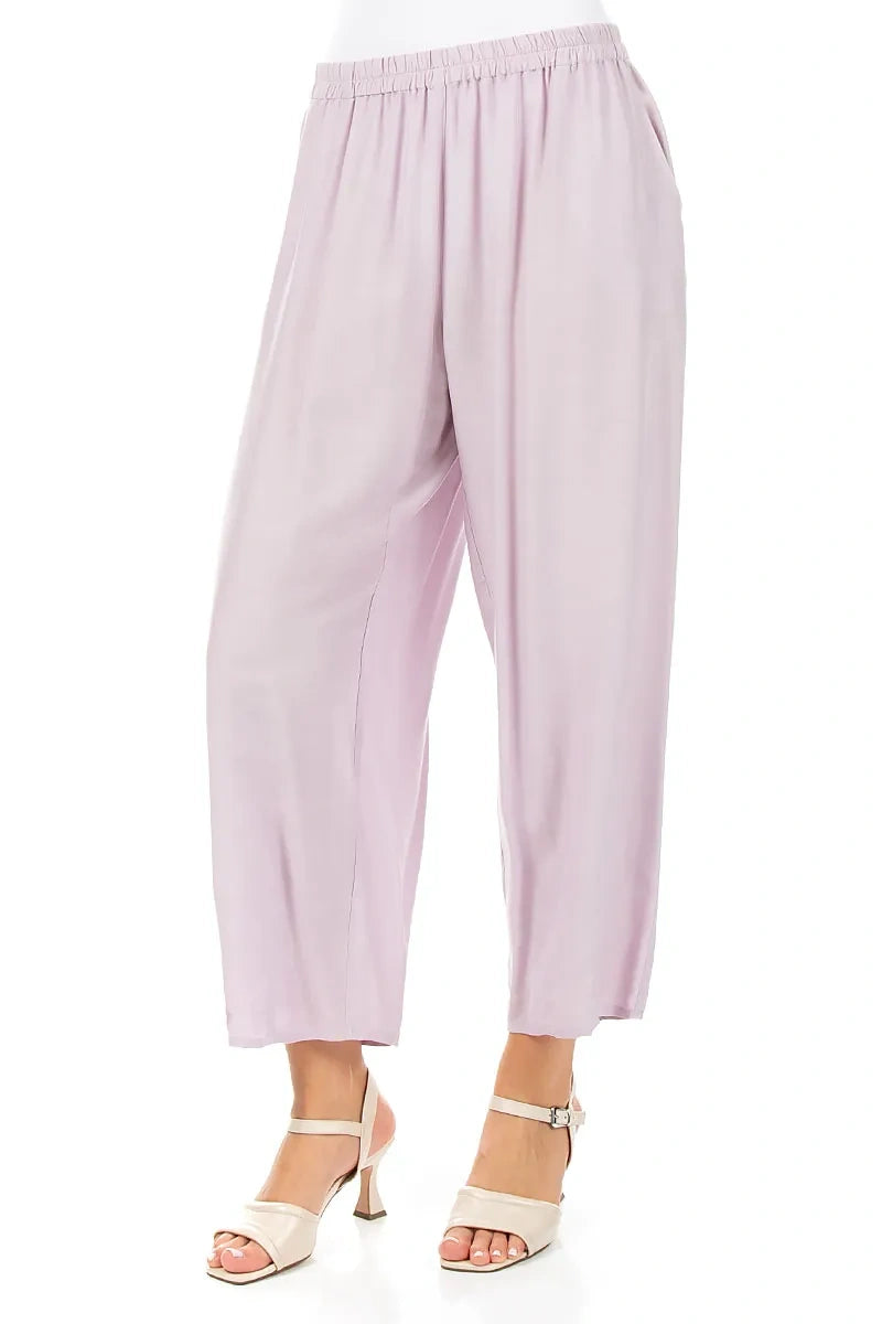 Slight Taper Lilac Silk Bamboo Trousers 3