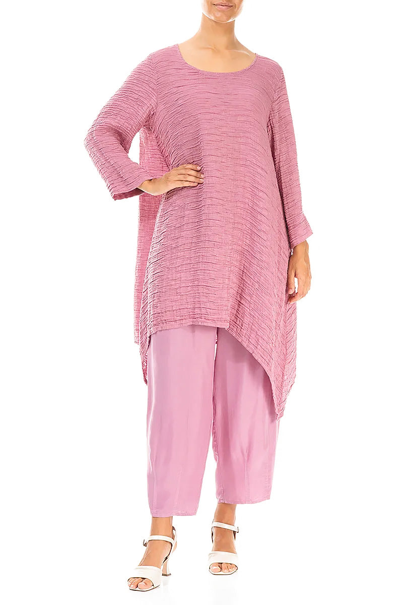 Slight Taper Mauve Taupe Silk Trousers 4