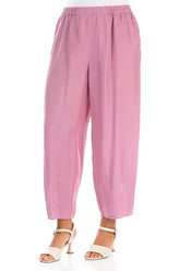 Slight Taper Mauve Taupe Silk Trousers 3
