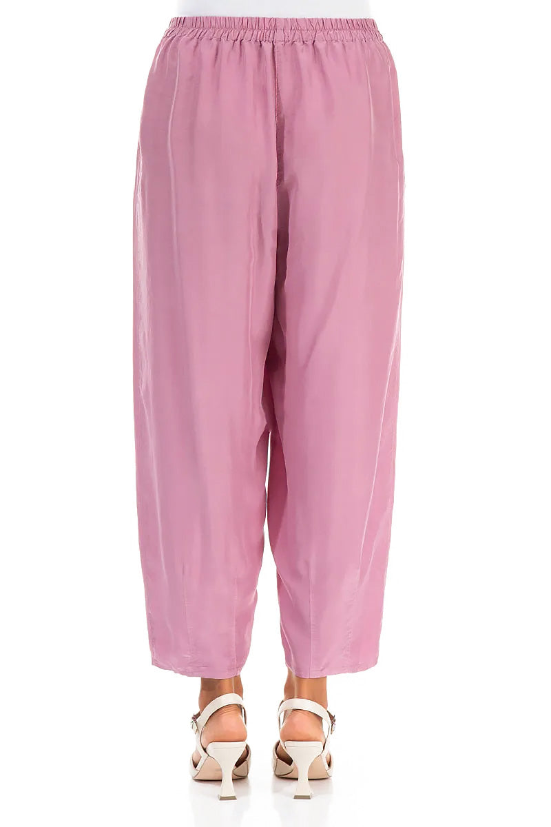 Slight Taper Mauve Taupe Silk Trousers 2