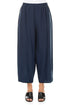Slight Taper Navy Pure Silk Trousers 1