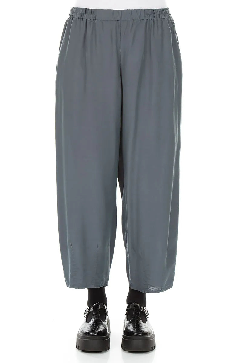 Slight Taper Slate Silk Bamboo Trousers 1