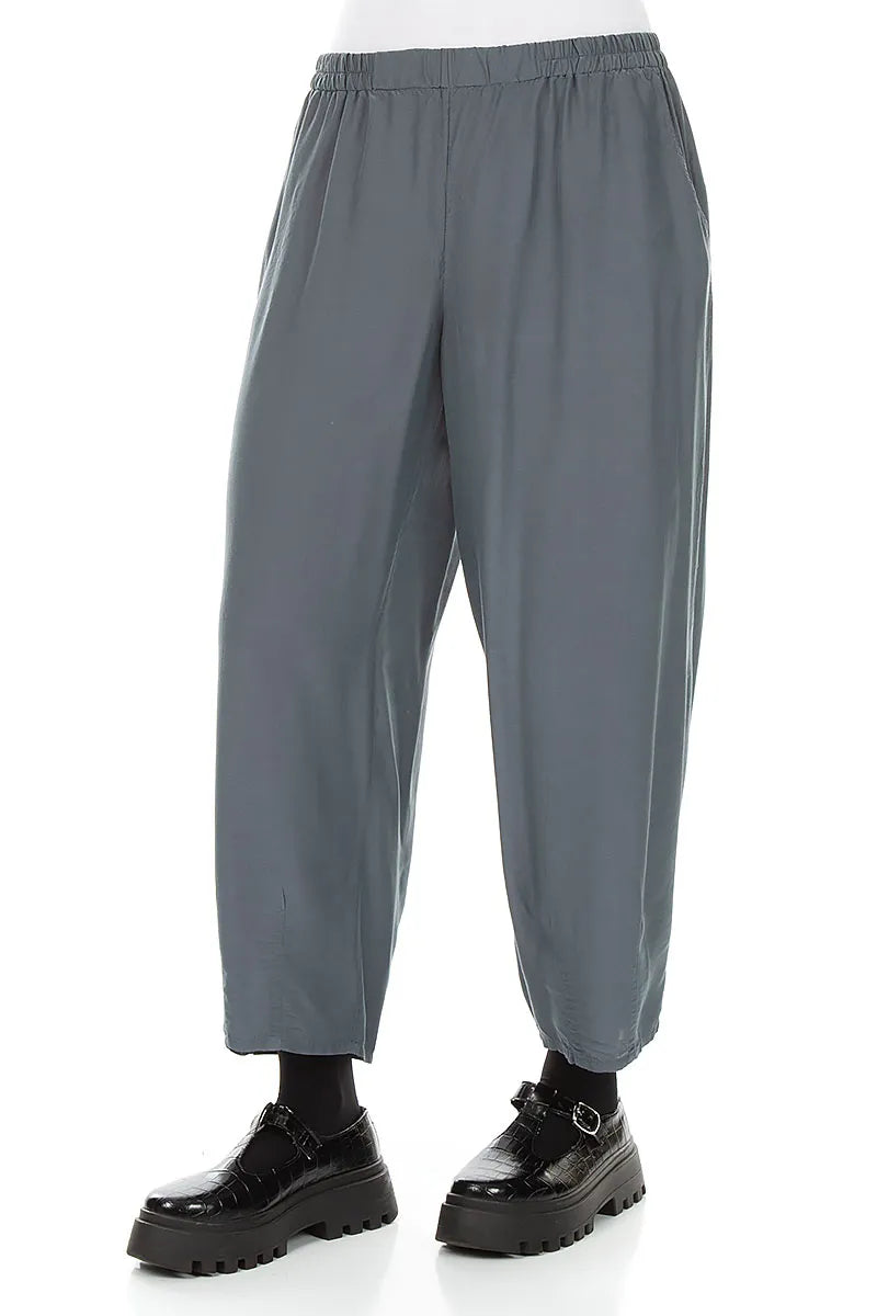 Slight Taper Slate Silk Bamboo Trousers 3