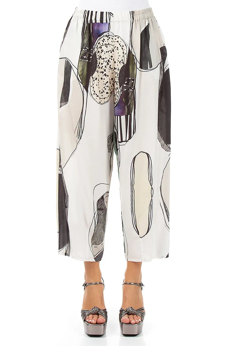 Slight Taper Tumbled Stone Silk Bamboo Trousers 1