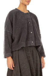 Snap Front Graphite Teddy Cotton Jacket 3