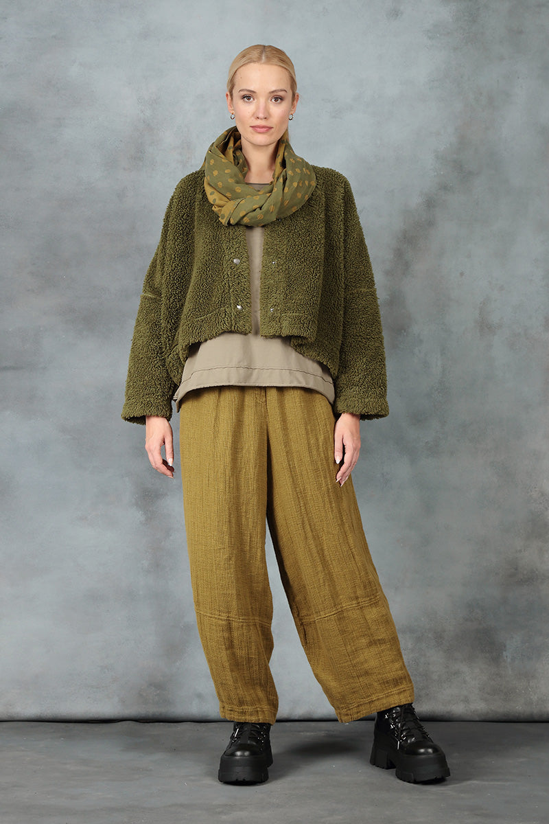 Snap Front Olive Teddy Cotton Jacket 7