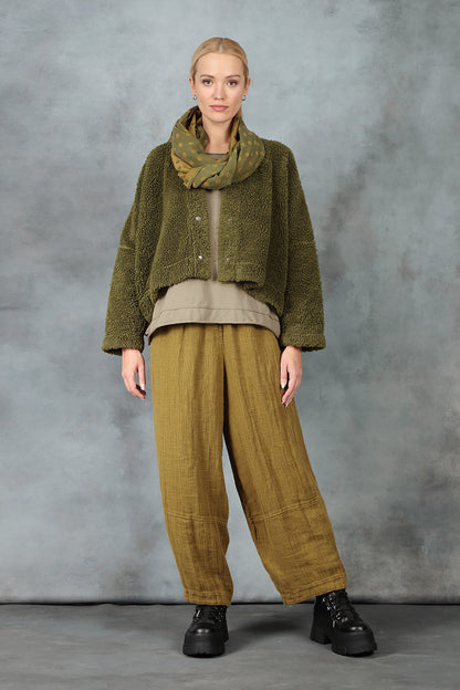 Snap Front Olive Teddy Cotton Jacket 7