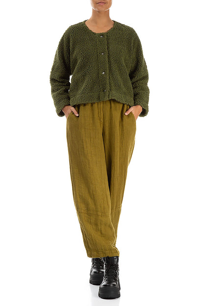 Snap Front Olive Teddy Cotton Jacket 4
