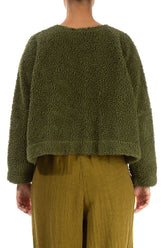 Snap Front Olive Teddy Cotton Jacket 2