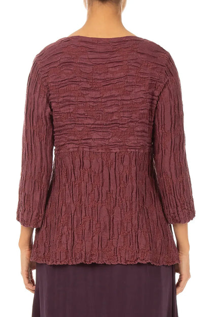 Blouse circulaire en Soie et Lin Rouge rubis à la forme souple et à l’aspect antique