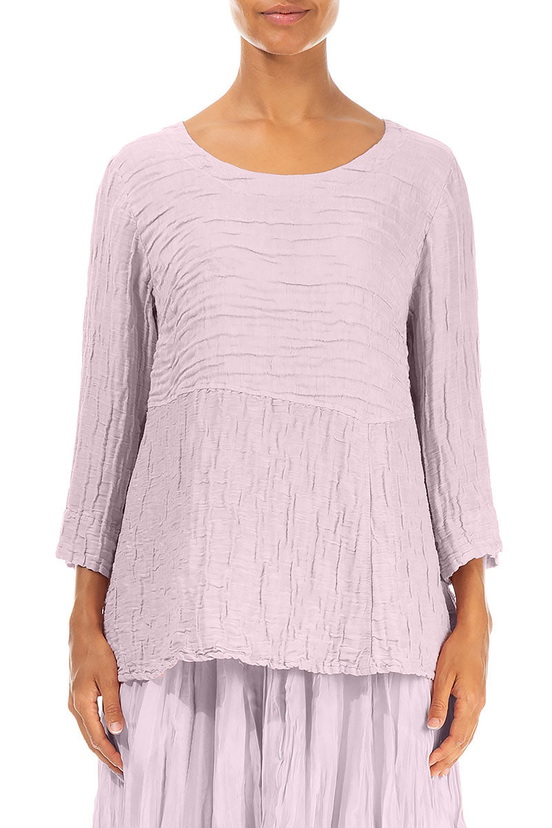 Zachtgevormde Lilac Gerimpelde Zijde-Linnen Blouse