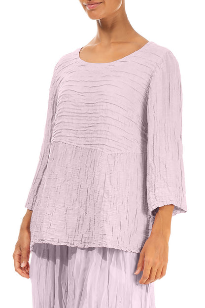 Zachtgevormde Lilac Gerimpelde Zijde-Linnen Blouse