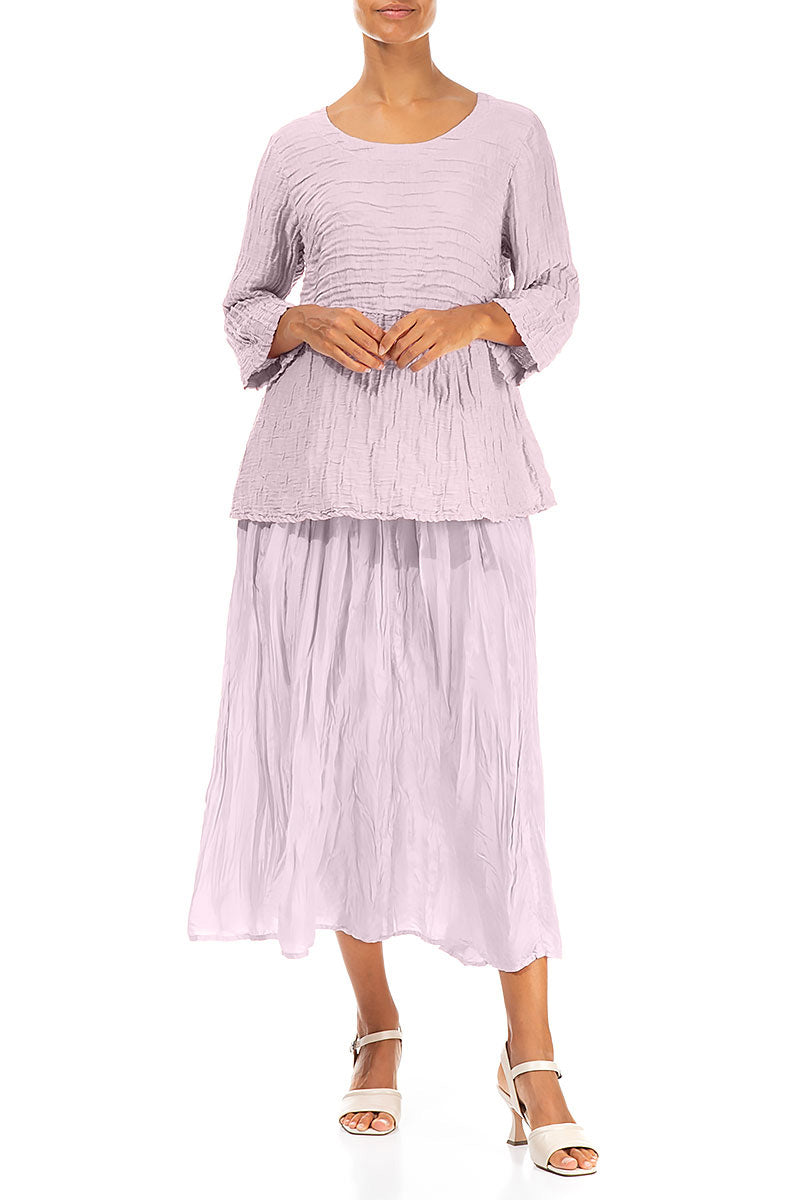 Zachtgevormde Lilac Gerimpelde Zijde-Linnen Blouse