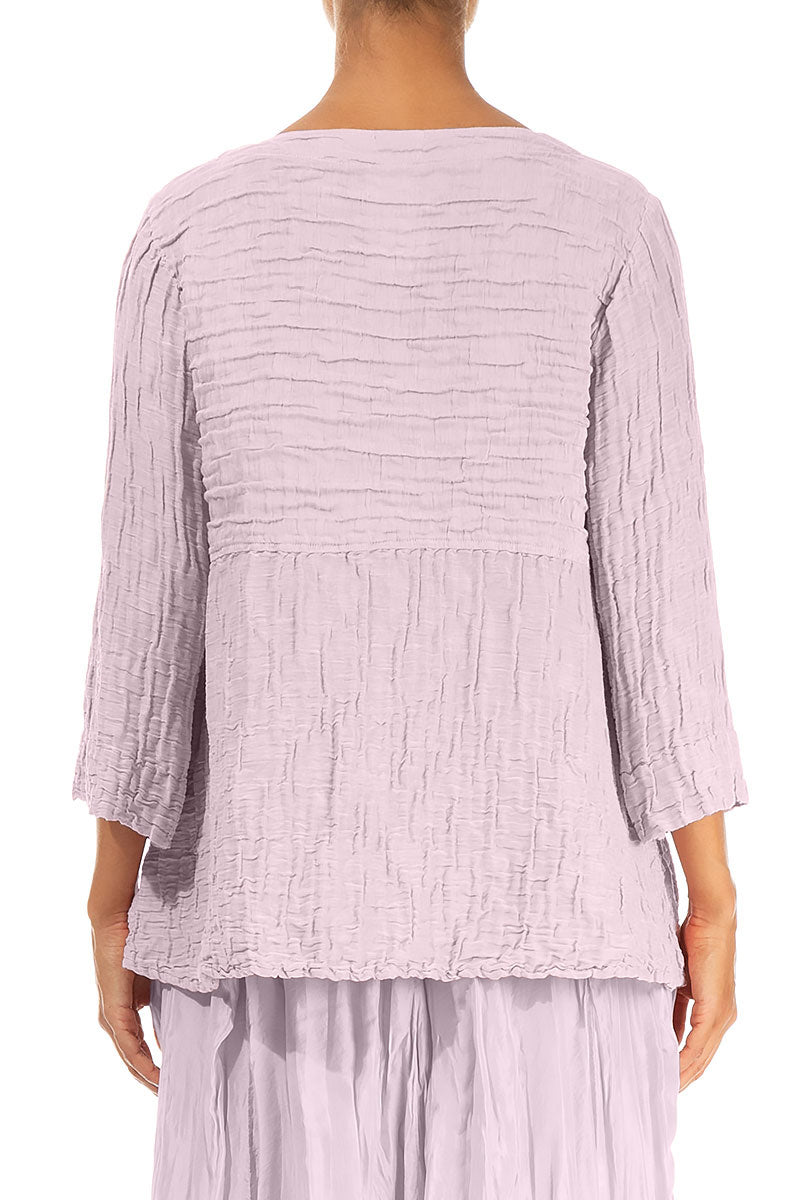 Zachtgevormde Lilac Gerimpelde Zijde-Linnen Blouse