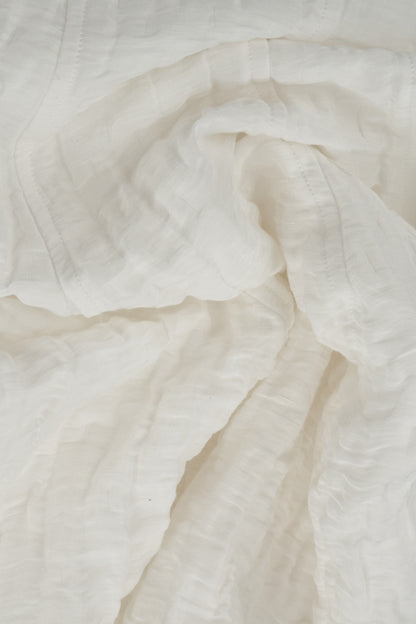 Soft-Shaped Off White Crinkled Silk Linen Blouse 5