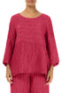 Soft-Shaped Raspberry Crinkled Silk Linen Blouse 1