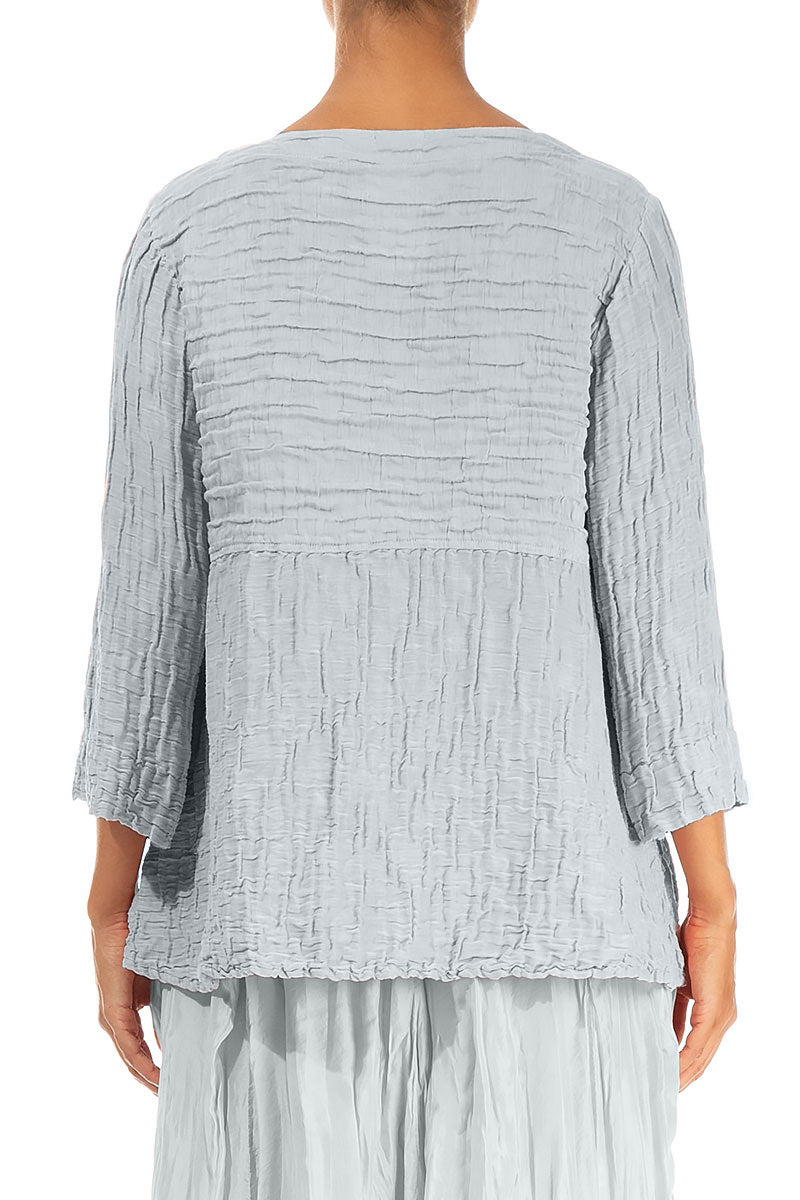 Zachtgevormde Zilvergrijze Gerimpelde Zijde-Linnen Blouse