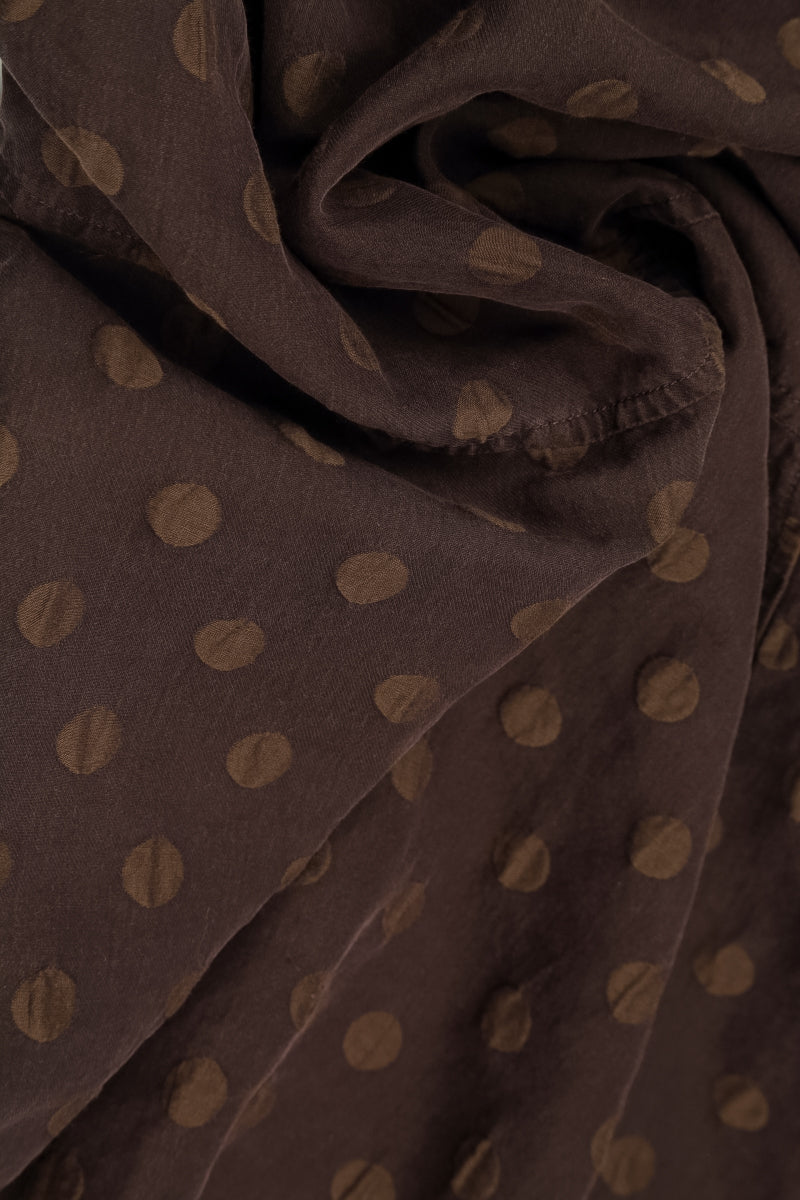 Soft-Shaped Truffle Brown Dotty Silk Blouse 6