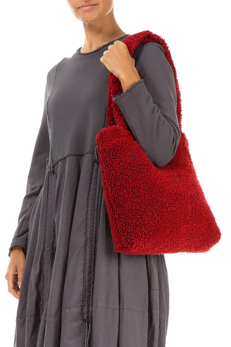 Sac en coton Teddy rouge cerise doux