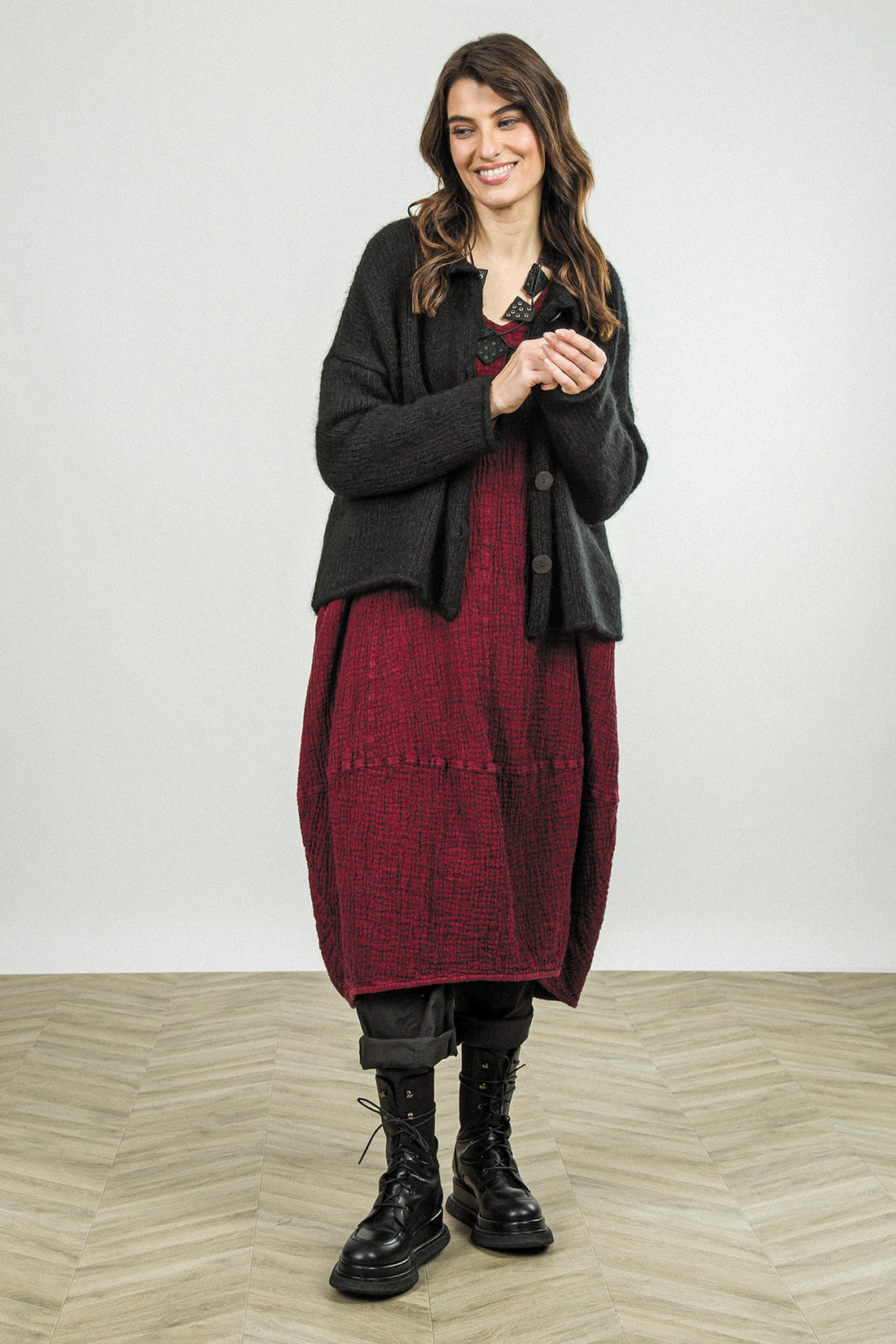 Soft Collar Black Cashmere Wool Cardigan 6