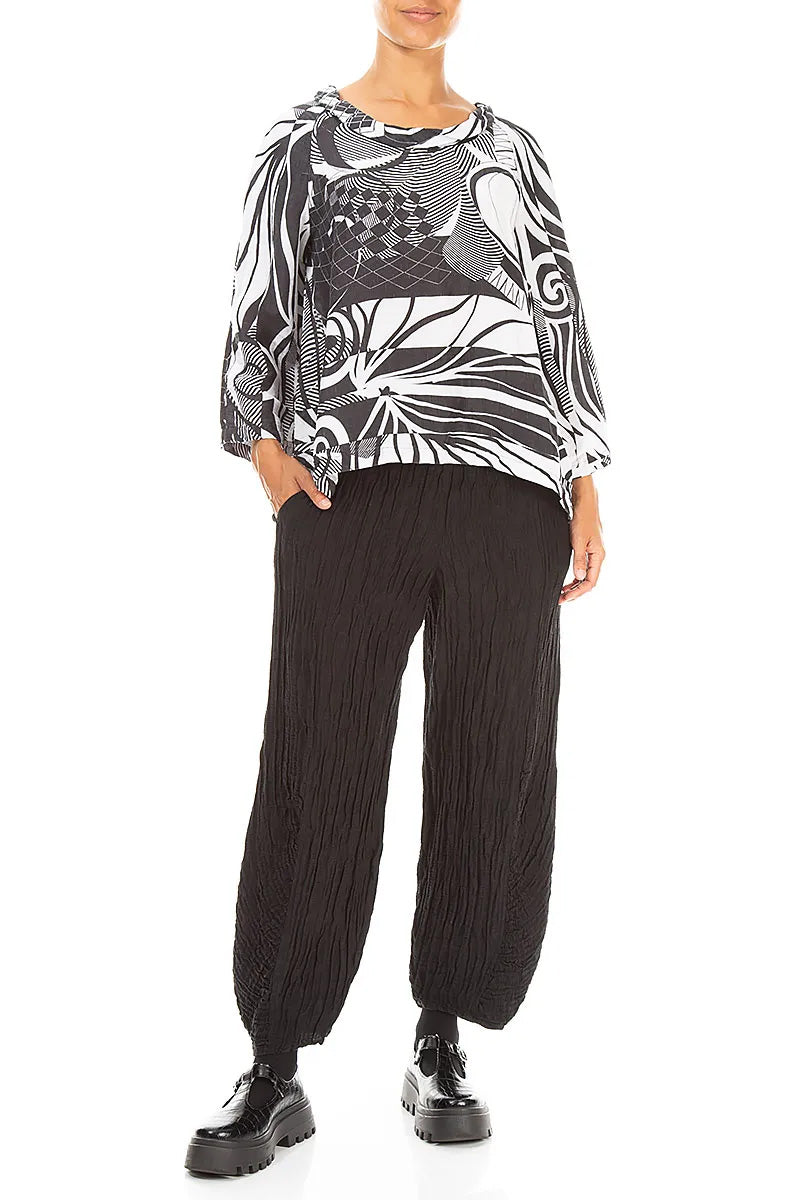 Soft Cowl Neck Orbit Textured Silk Blouse 4