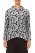 Soft Cowl Neck Silver Circle Silk Linen Blouse 1