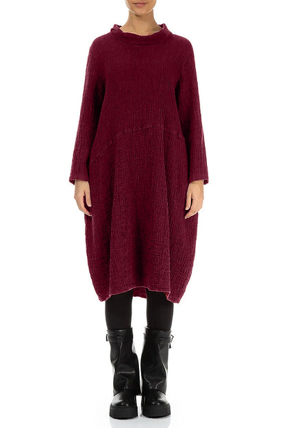 Soft Cowl Ruby Textured Linen Dress