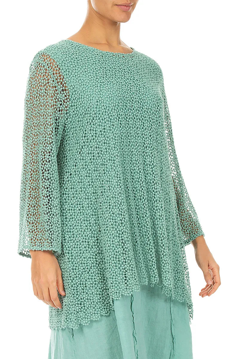 Soft Flare Mint Broderie Cotton Blouse 3