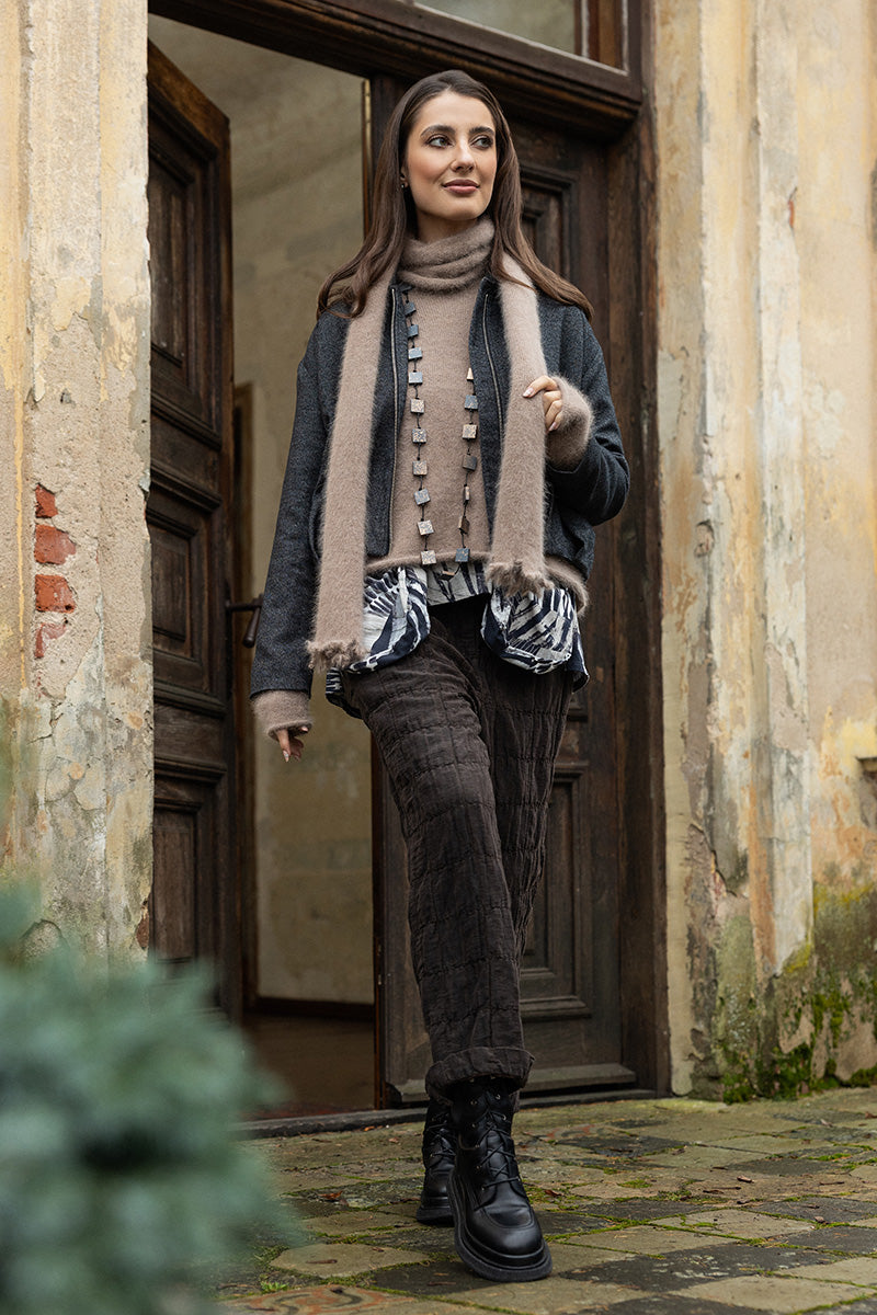 Soft Taupe Angora Scarf 8