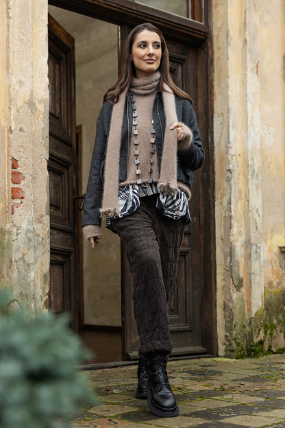 Soft Taupe Angora Scarf 8