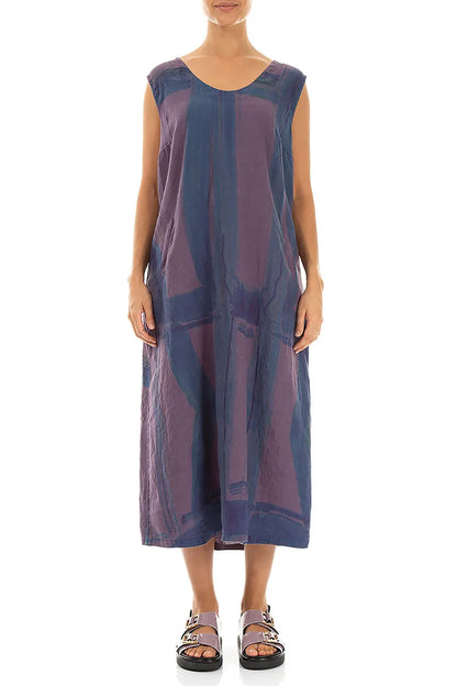 Robe en lin douce col en V Amethyst à motif coup de pinceau