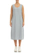 Soft V-Neck Silver Grey Linen Dress 1