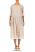 Soft Volume Beige Embroidered Petals Cotton Midi Dress 1