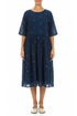 Soft Volume Navy Embroidered Petals Cotton Midi Dress 1