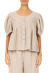 Soft Volume Sleeve Beige Linen Shirt 1